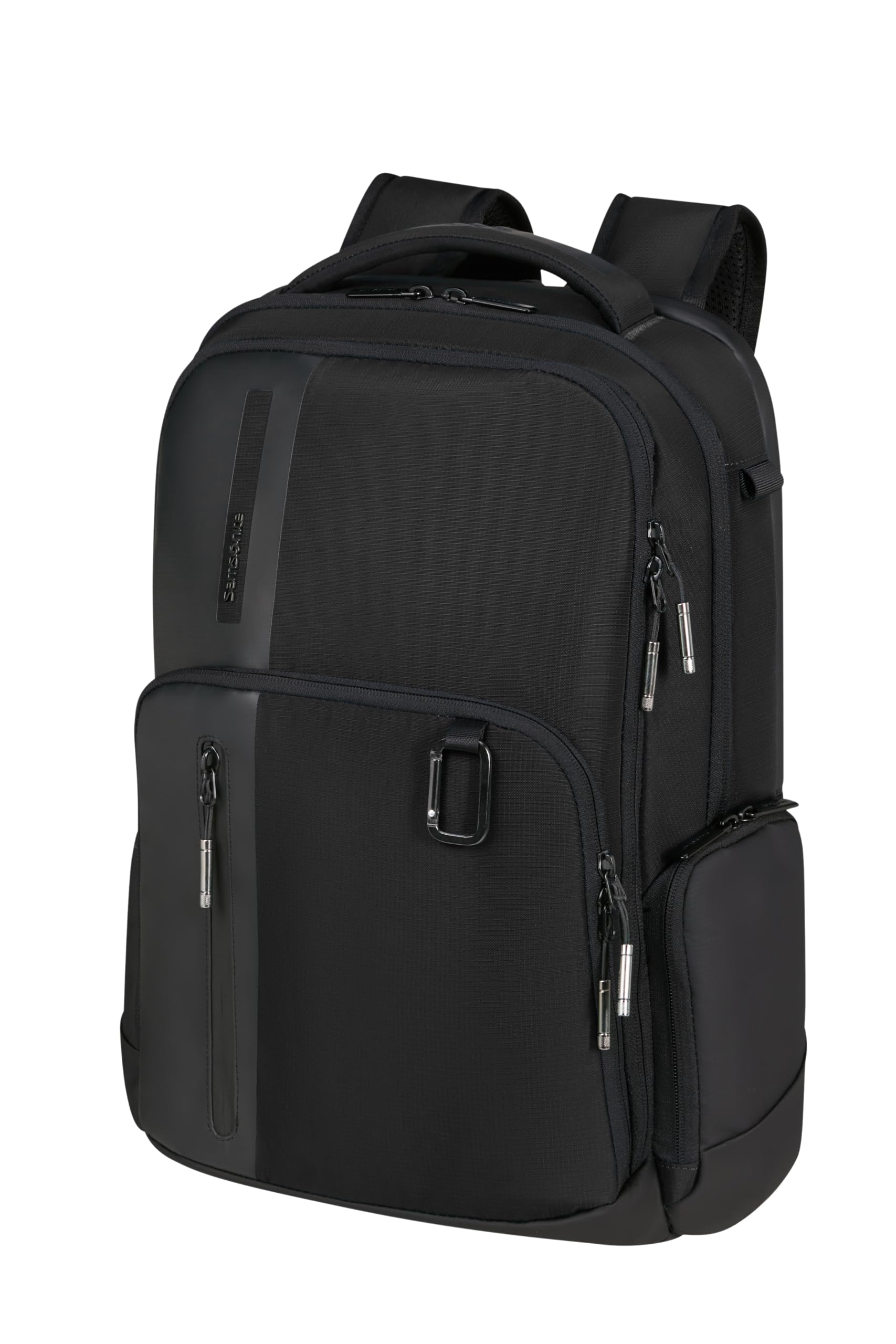 Samsonite Biz2Go Zaino per Laptop 15.6" Zaino Business da Uomo | Dettagli riflettenti, impermeabile, porta USB, cinghie pettorali rimovibili, scomparti per bottiglie, 44 cm, 22,5 l, nero
