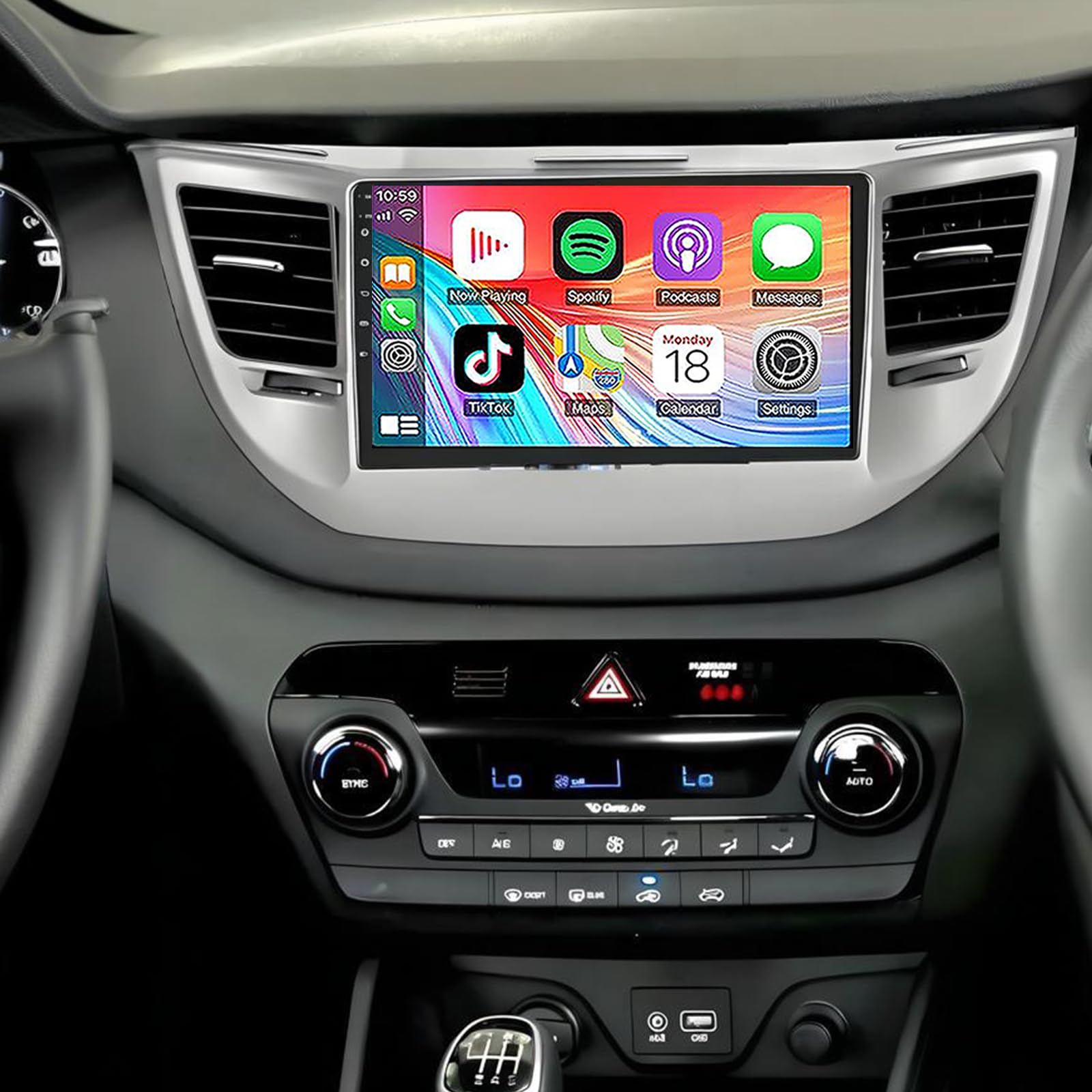 PHEZEN 4G+64G Car Radio for Hyundai Tucson 2015 2016 2017 2018 2019 with with Carplay Android Auto, 9 Inch Touch Screen Stereo for Hyundai Tucson WiFi