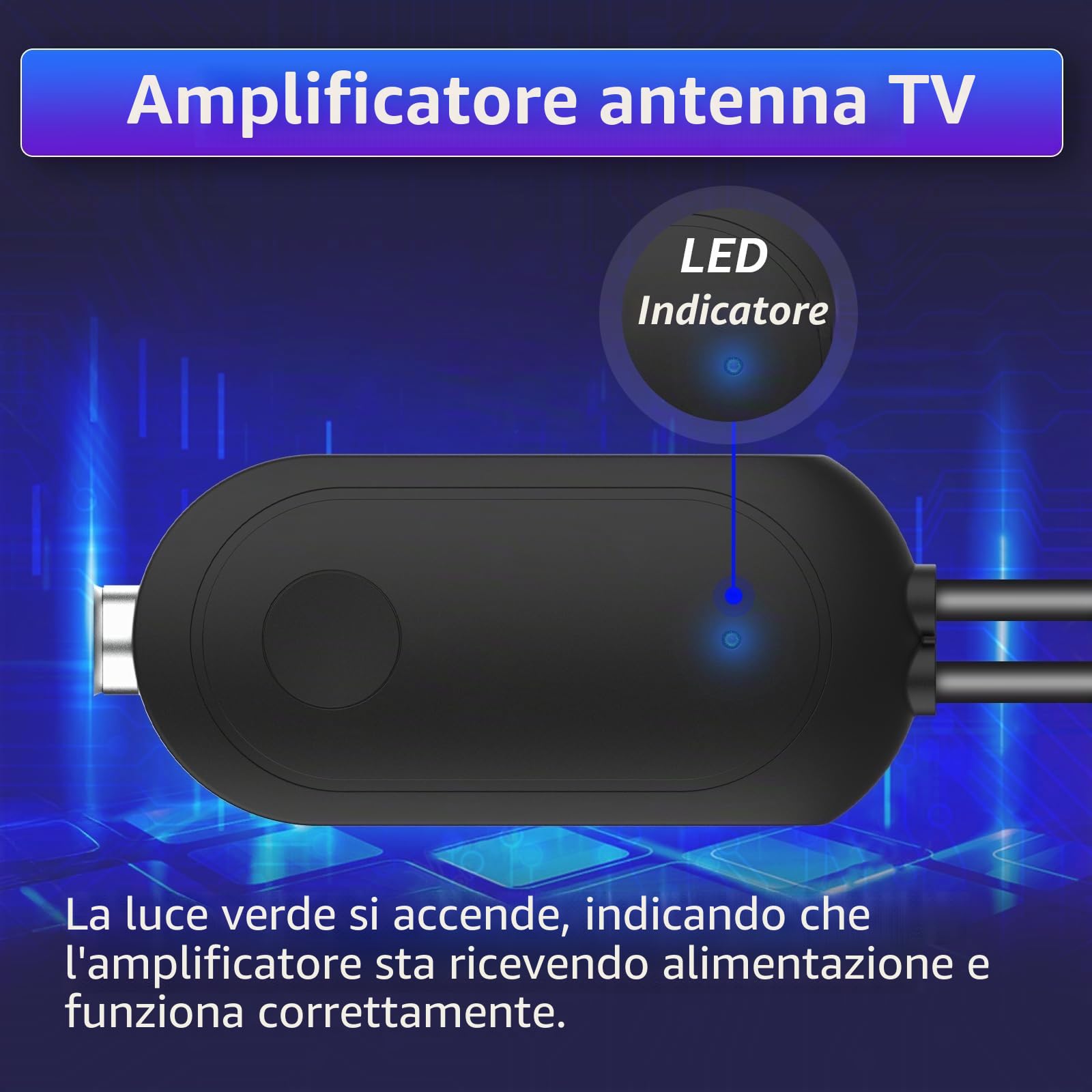 Amplificatore per antenna TV, amplificatore di segnale per ricezione chiara, compatibile con televisori digitali interni, cavo USB da 1 m con cavo da 0,3 m