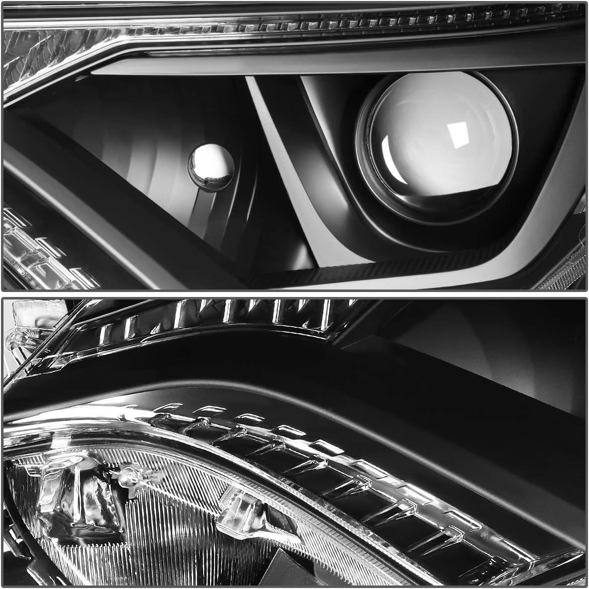 Auto Dynasty Black Housing Amber Corner Projector Headlight Lamps+Tool Kit Compatible with RAV4 16-18