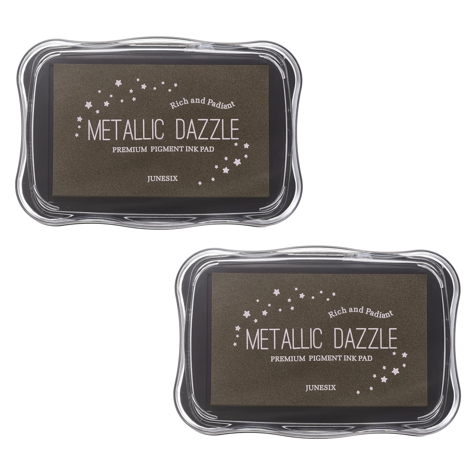 sourcing map 2 Pcs Metallic Ink Pads for Stamps, 3.9 x 2.5 Inch Washable Embossing Craft Ink Pad Stamp for Wood, Photo Paper, Fingerprint, DIY Card Making, Brown — image 1