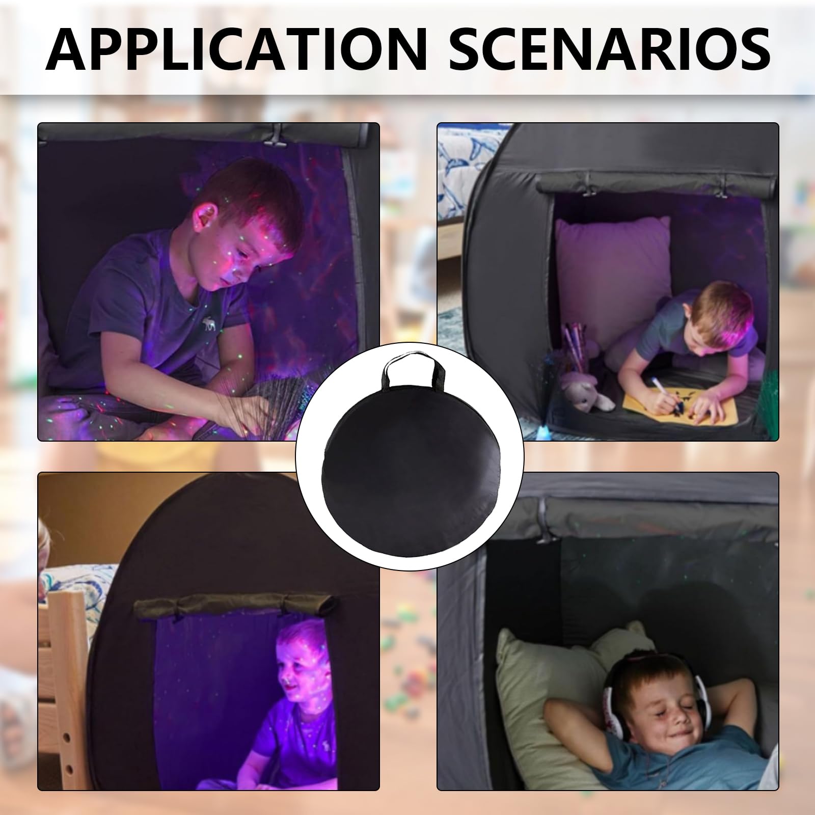 Pop up Spielzelt, Sensorisches Zelt für Kinder zum Spielen Entspannen Hilft bei Angstzuständen Kinderzelt für Drinnen 120cm*120cm*120cm Sensorik Zelt Verdunkelung für Autistische Kinder für Drinnen