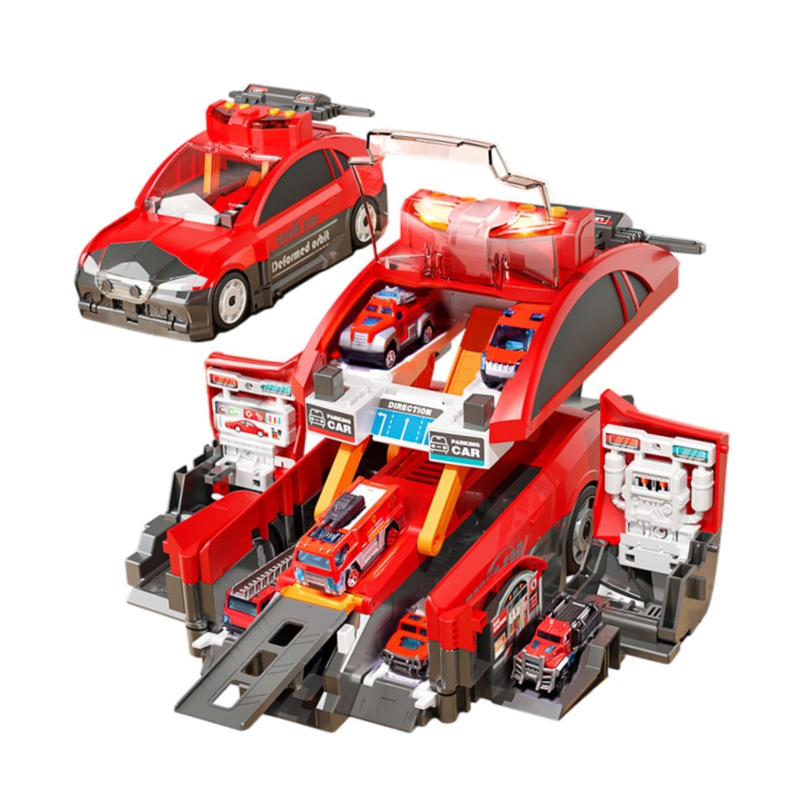 predolo Set di Giocattoli per Bambini, Camion E Auto con 6 Modelli in Metallo, Camion dei Pompieri