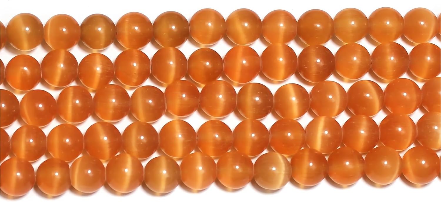 MJDCB 30pcs Orange Cat Eye Stone Beads 12mm Round Crystal Loose Bead for Jewelry Making DIY Bracelets Necklace - Image 2