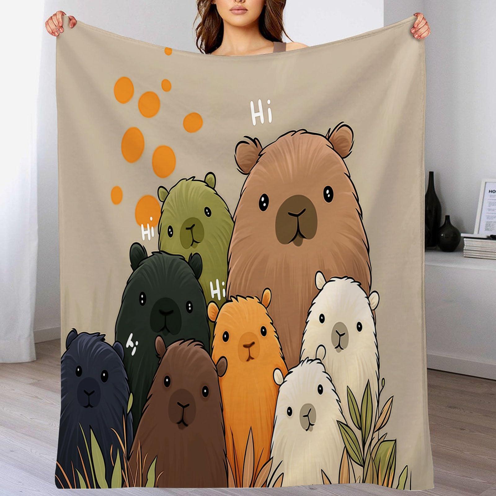 Couverture Capybara en flanelle 130x150cm jeté de lit imprimé
