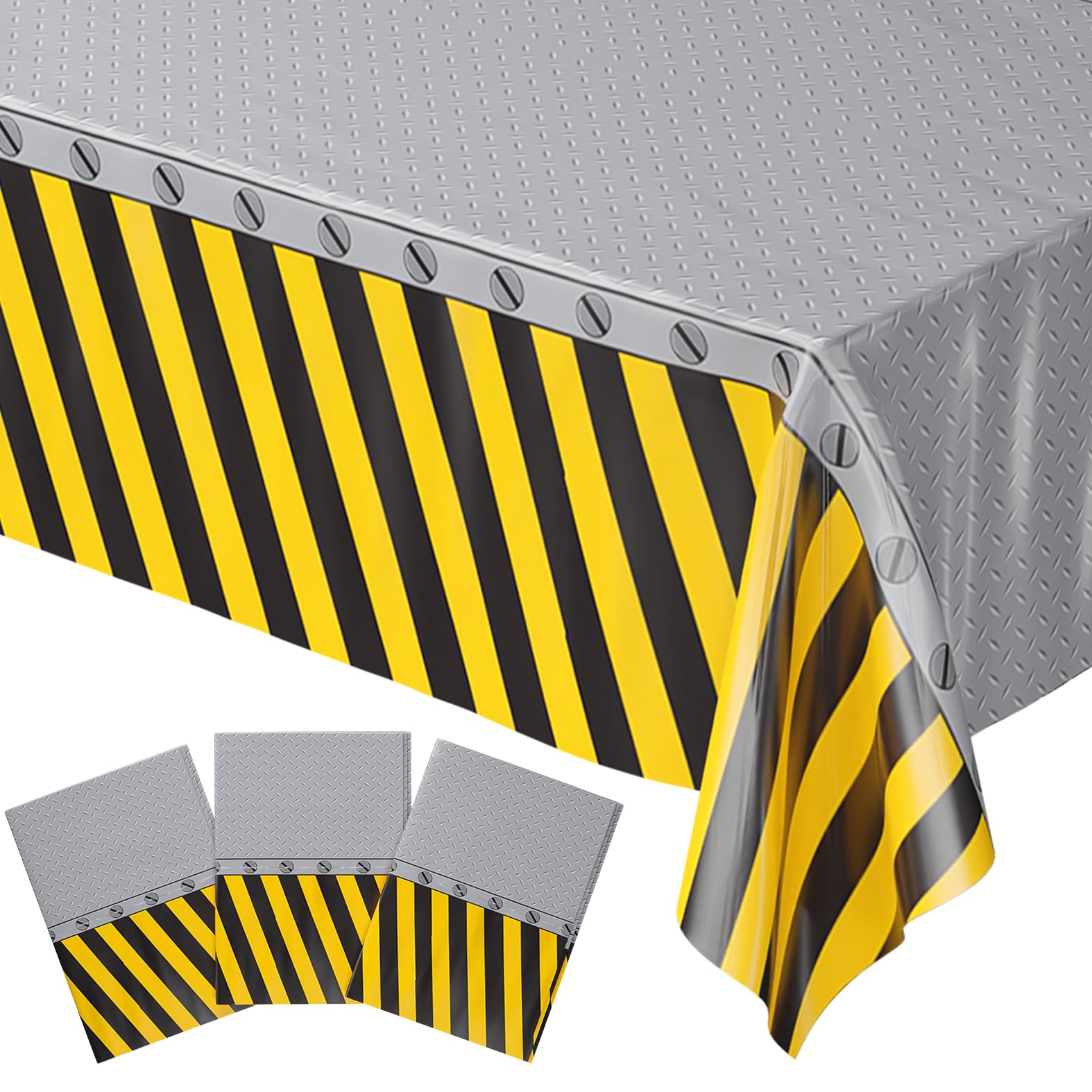 Blue Orchards Construction Table Covers (Pack of 3) - 54"x108" XL - Construction Party Decorations