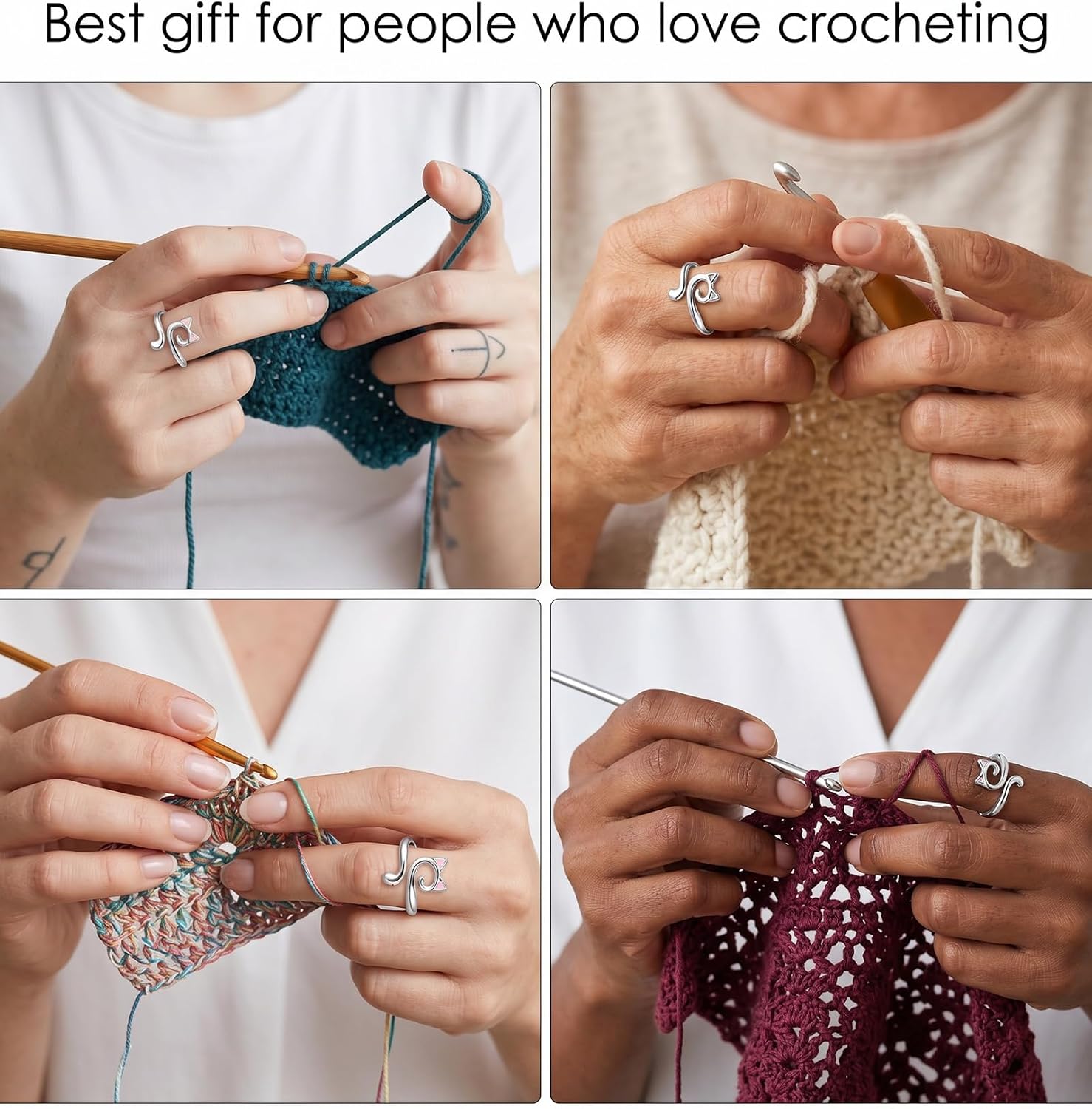 3 Pcs Crochet Rings for Tension, Crochet Finger Yarn Holder