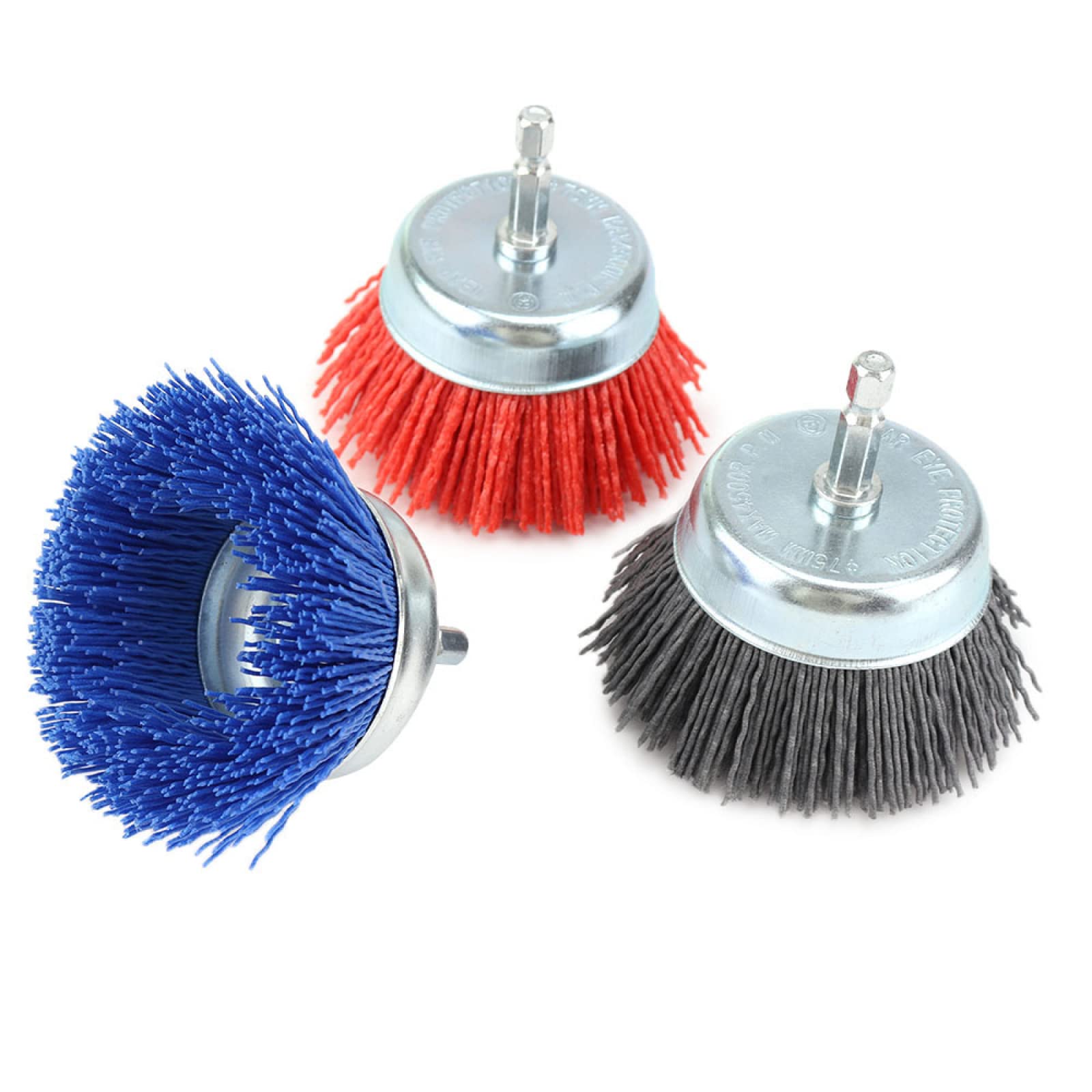 3 "Kit Spazzola Per Tazza Abrasiva Con Filamento Di Nylon Manico Da 30 Mm Per Forare Legno Lucido Pulito,3 Pezzi