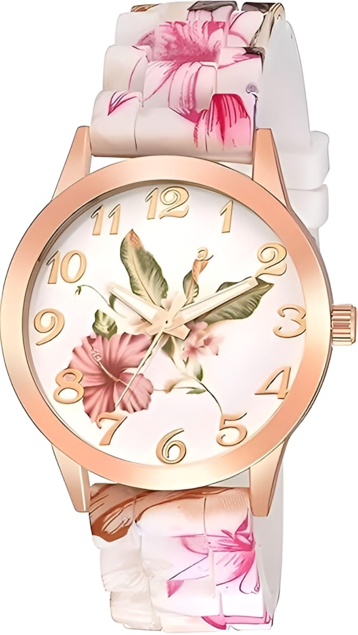 ALNA-TURA Rose Gold Floral Watch for Women & Girls Stylish Fashionable Analog Watch,Casual Watch Birthday Gift for Women and Girls Silicone Band Watch,Rakhi Gifts Watch for Girls (B0D8GV8CX9) Amazon Price History, Amazon Price Tracker