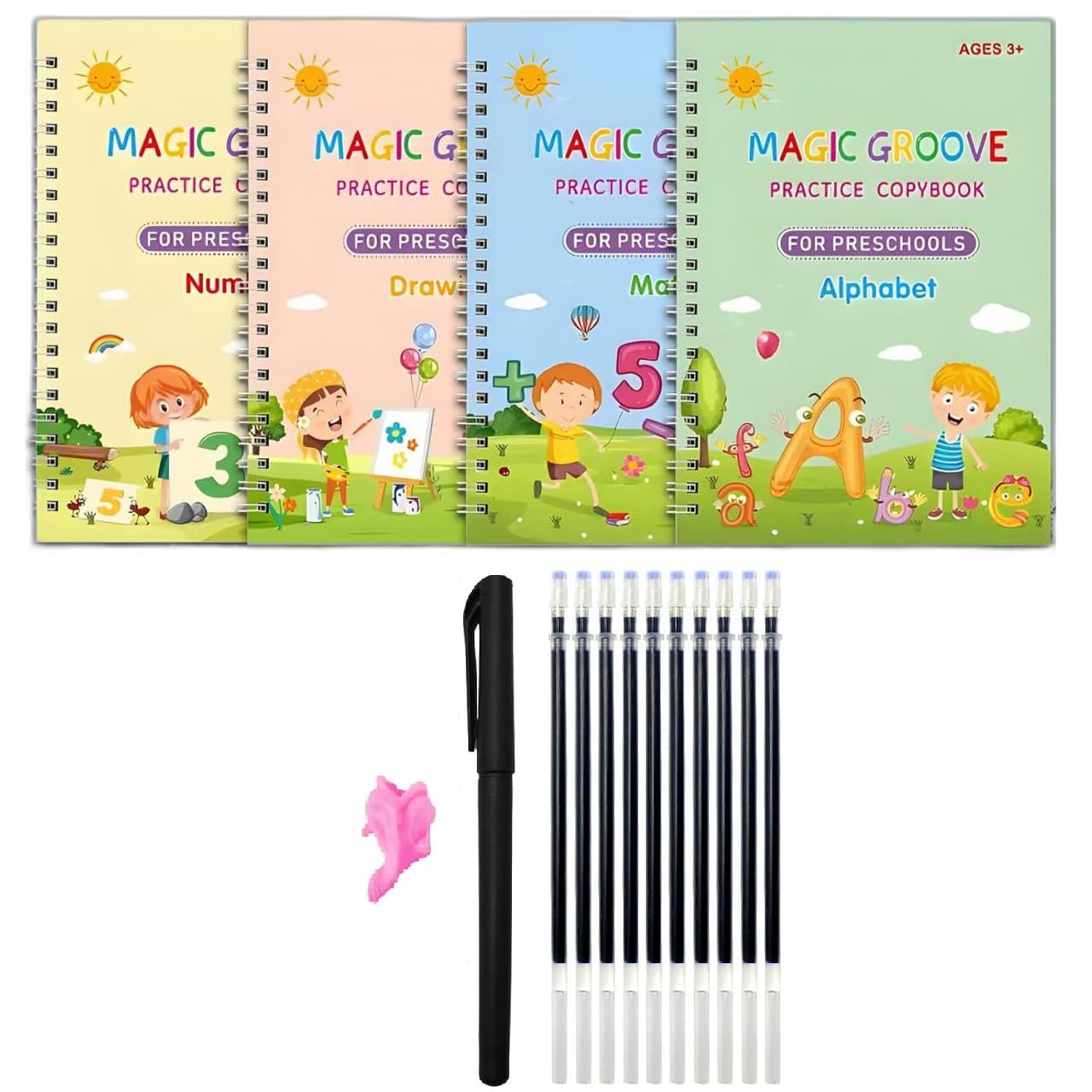 Sank Magic Practice Copybook (4 BOOKS+10 REFILL+1Pen+1Grip) Number Tracing Book for Preschoolers with Pen, Magic Calligraphy Copybook Set Practical Reusable Writing Tool Simple Hand Lettering (B0CY9CD5K9) Amazon Price History, Amazon Price Tracker