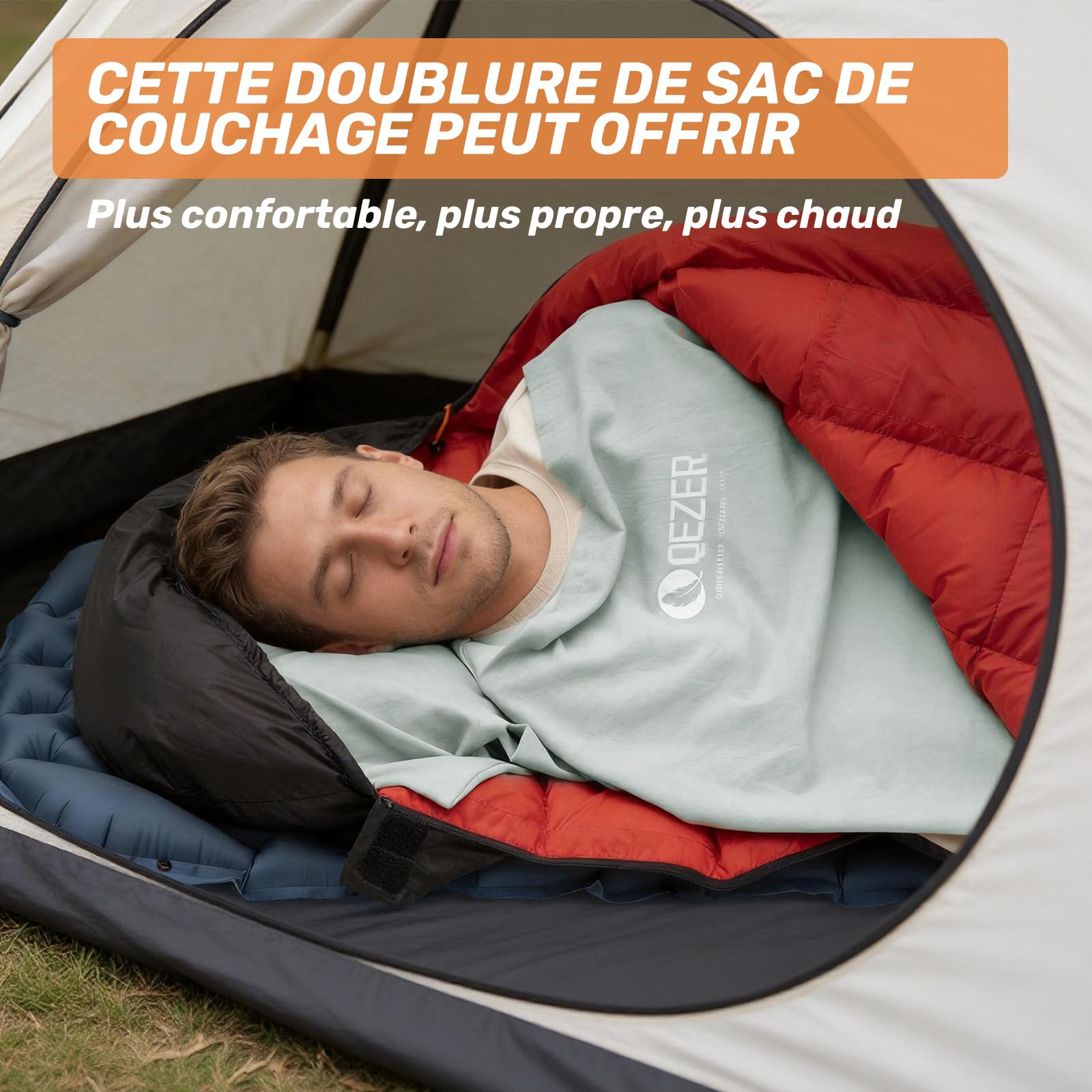 Sac a Viande Couchage, Ultra-léger et Doux, Sac de Couchage Adulte, Couverture de Voyage Extra-Large, adaptée au Camping, à la randonnée et aux séjours à l'hôtel