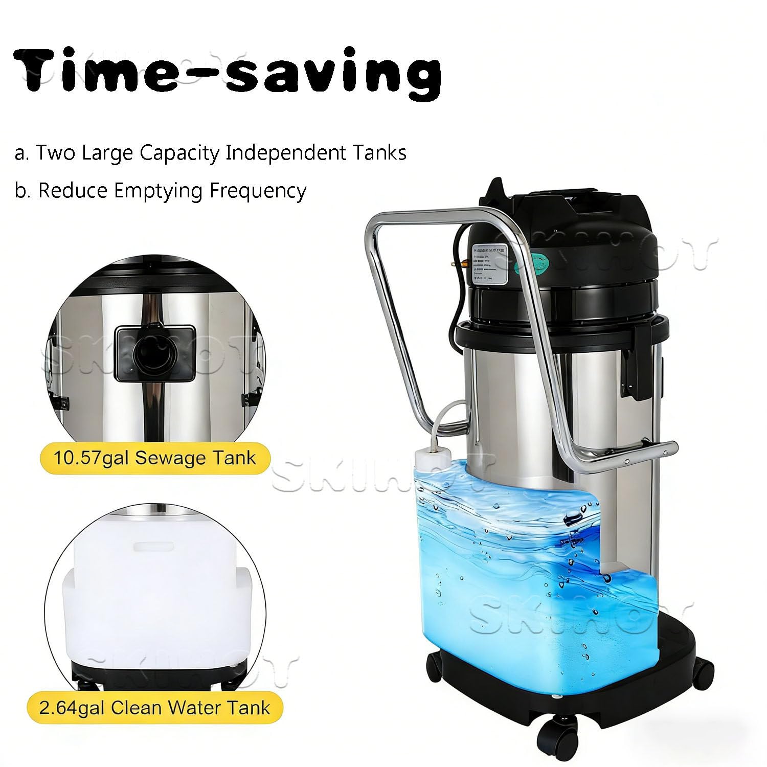 Limpiador de alfombras comercial, vaporizador profesional 3 en 1, 40 L, 1000 W, extracción por pulverización, acero inoxidable, para suelo, sofá, cortina, limpieza profunda en seco y húmedo