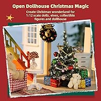 Vista 3 de iLAND Accesorios para Casa de Muñecas Mini Árbol de Navidad con Luces 15 cm Decoraciones de Navidad para Casa de Muñecas Lindo Pequeño Árbol