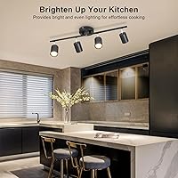 Vista 2 de Luminarias de Riel de Techo de 4 Luces, Foco LED de Techo Negro GU10, Kit de Luz de Riel Moderno para Cocina Pasillo Sala de Estar