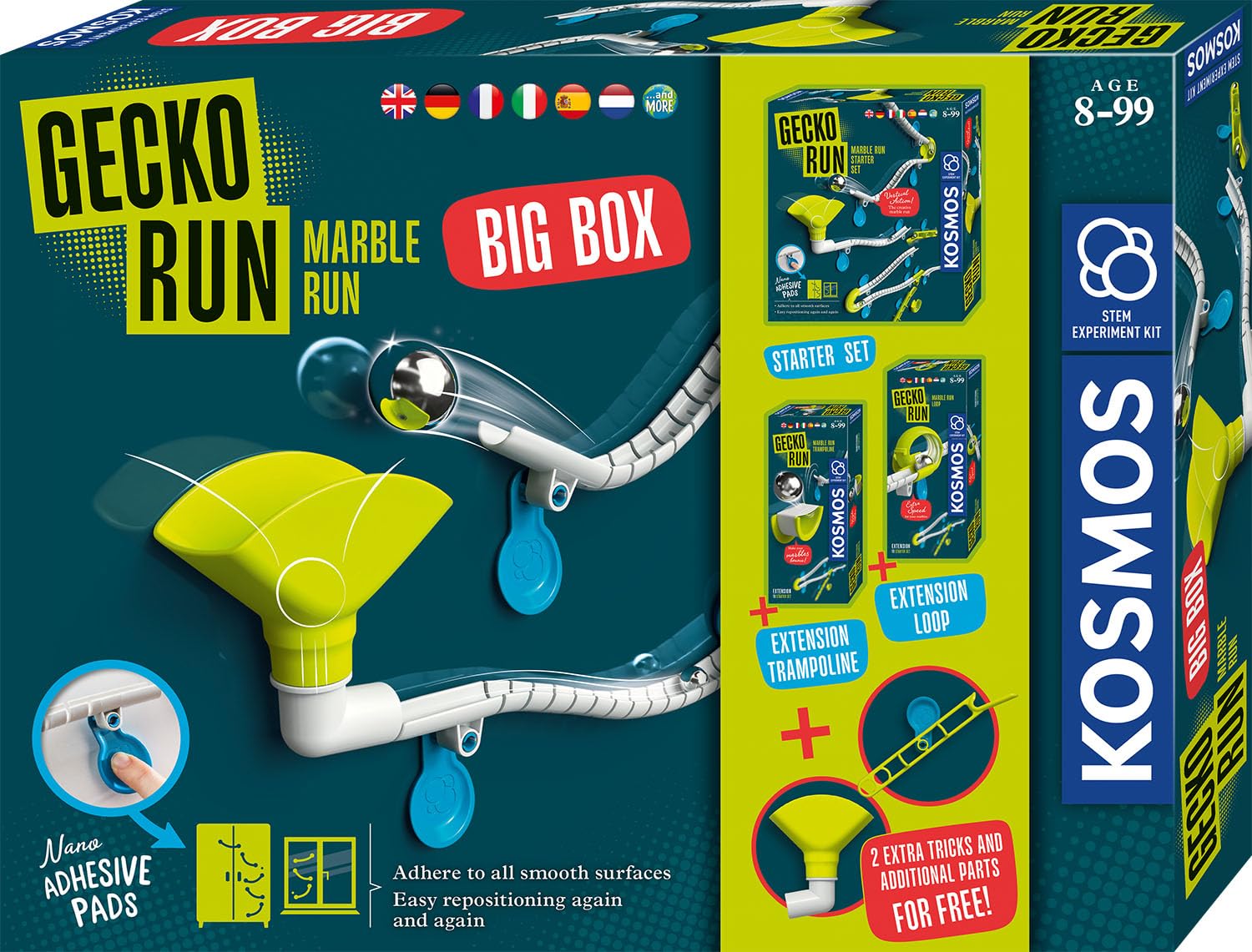 KOSMOS 617318 Gecko Run Marble Run Big Box, Value Pack, Expandable Marble Run for Children from 8 Years, Vertical Marble Run, Multilingual Instructions (English language not guaranteed)