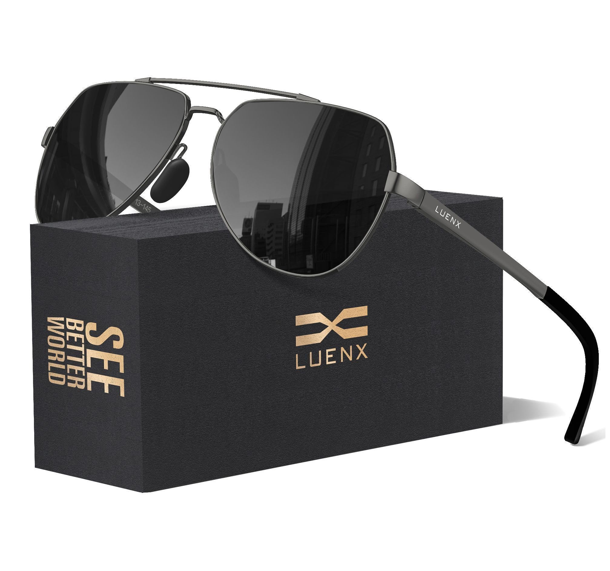 LUENX Aviator Sunglasses for Women Men Polarized Lens with Accessories - UV 400 Protection 60MM