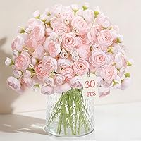 Alupssuc 30pcs Silk Ranunculus Artificial Flowers - Realistic Pink Mini Blooms for DIY Wedding Bouquets, Home Decor & Bridal Showers