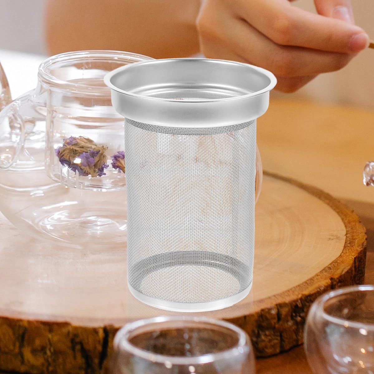 HOMSFOU Filtre à Thé en Acier Inoxydable Solide Mailles Fines Infuseur à Thé pour Théière Cadeau pour Amis