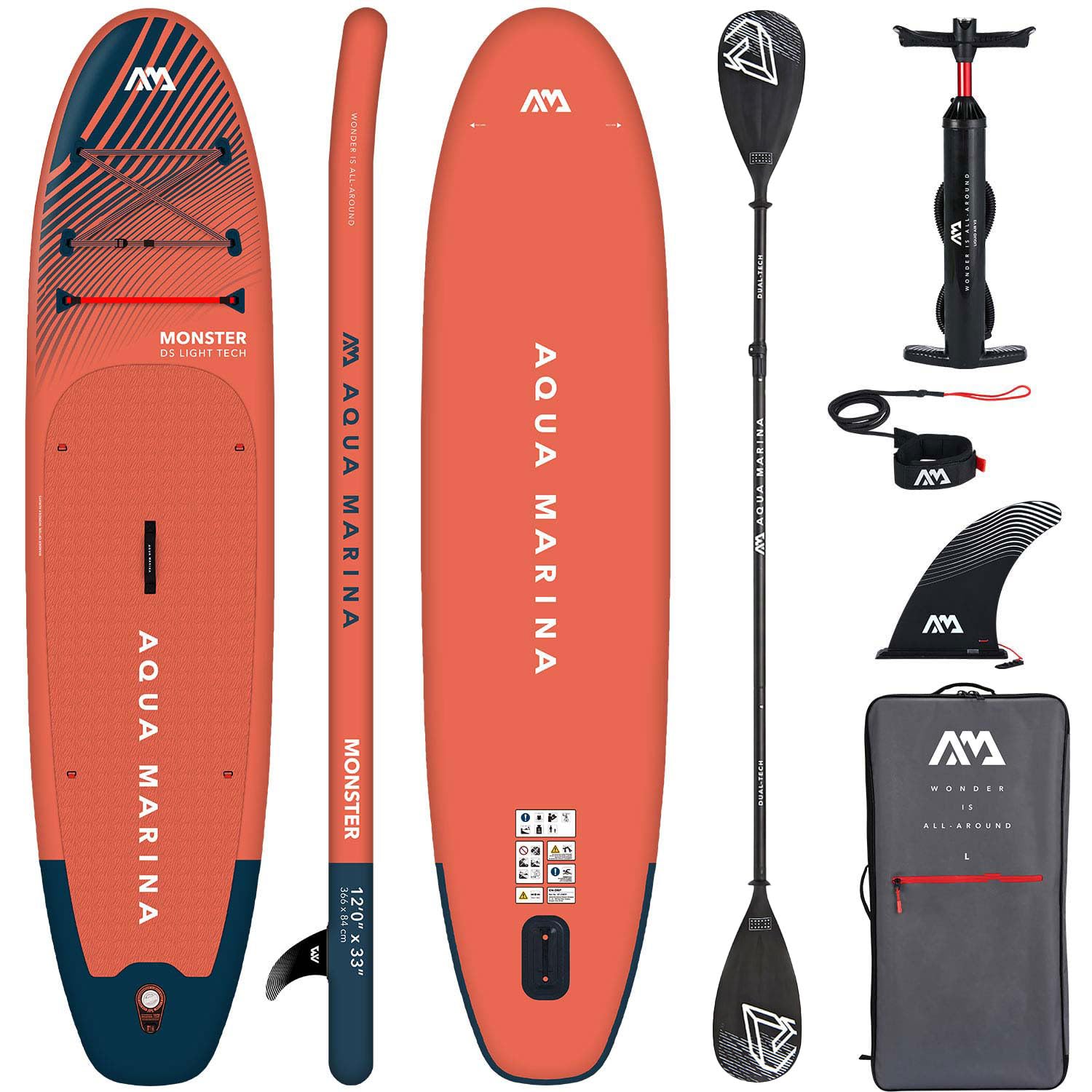 SUP Aqua Marina Monster 366 x 84 x 15 cm nadmuchiwana deska surfingowa dla początkujących i zaawansowanych z akcesoriami