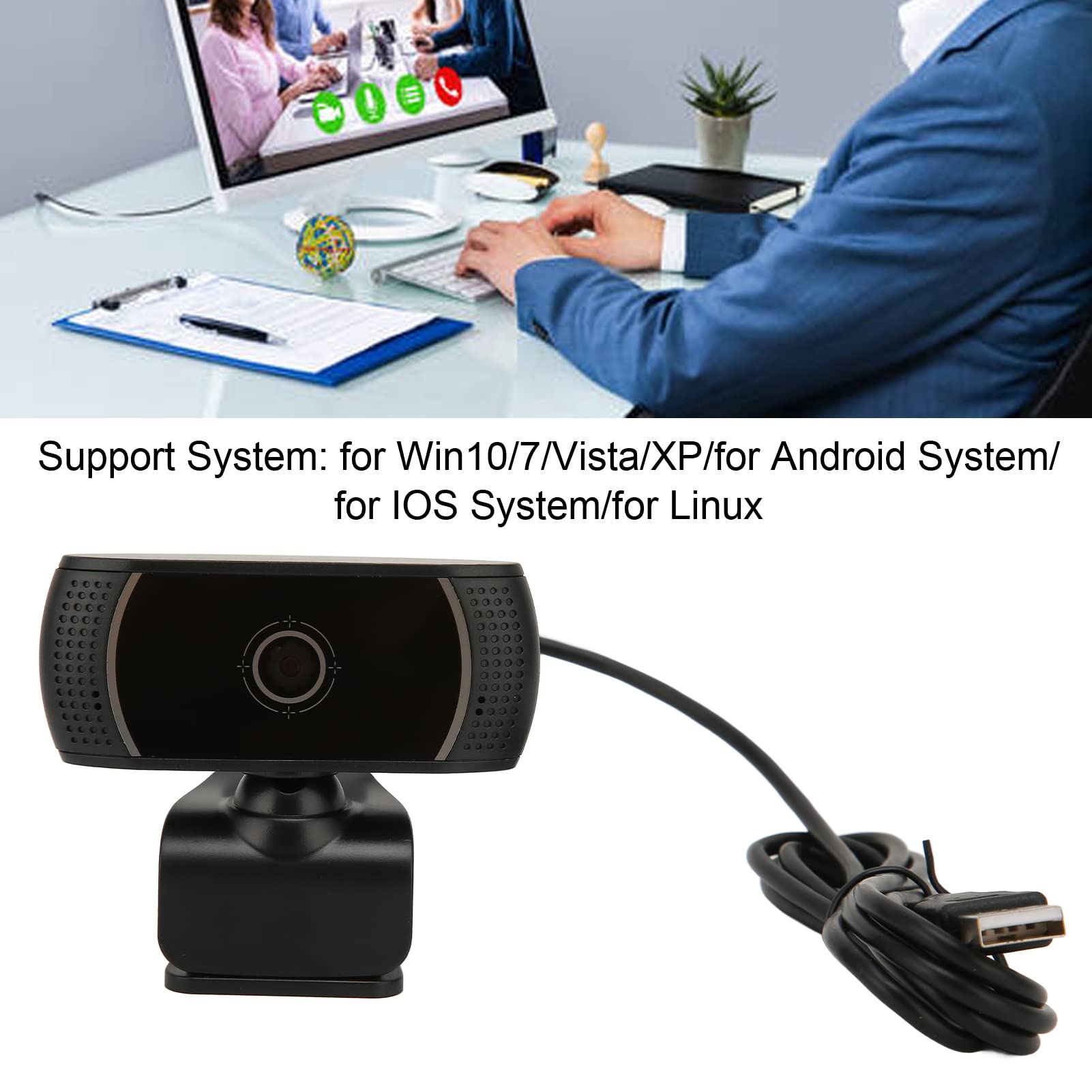 Computer Camera,Plug and Play Online Class Live Conference Autofocus Flexible Driver 640x480 Webcam for PC Laptop Desktop Video Calling( Black Inner Mark 640 * 480P)