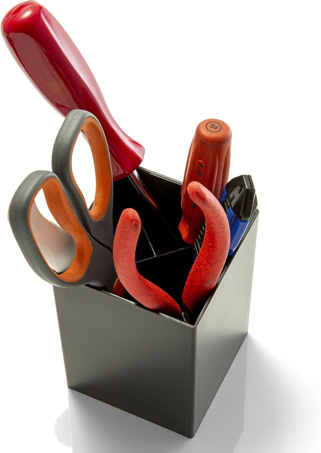 Black Acrylic 3-Compartment Pencil Holder