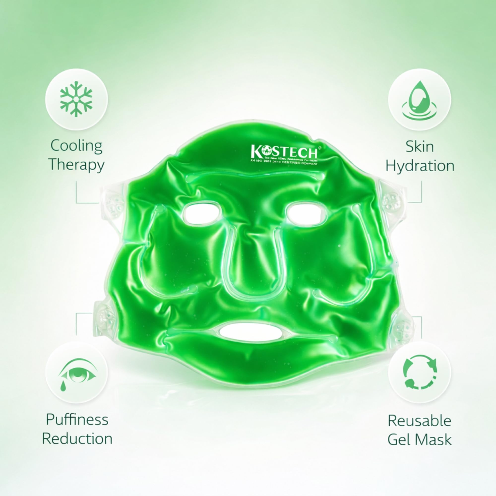 Kostech Aloe Vera Cooling Gel Face & Eye Mask | Reusable Hot & Cold Therapy for Dark Circles, Puffy Eyes & Skin Care | Reduces Swelling, Acne Redness & Headache | Adjustable Strap for Men & Women (Aloe Vera Coolling Face Mask, Pack of 1) — Amazon image 8