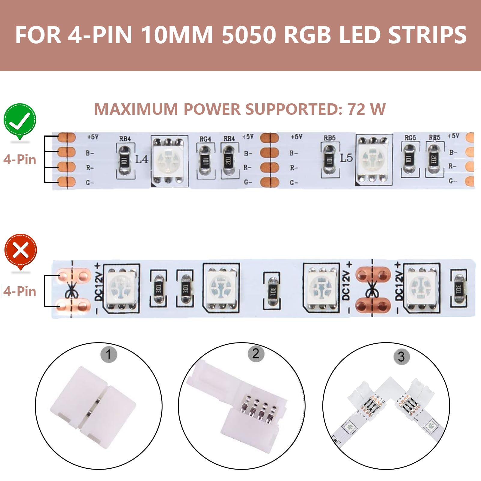 Lpolkvemelh 20 PCS 4 Pin RGB LED Light Strip Connectors - Image 4