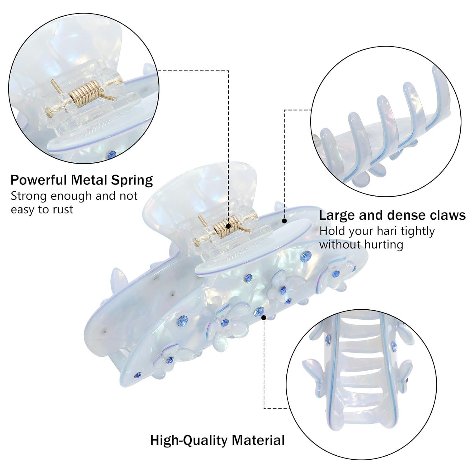 HAIMEIKANG 2Pcs Acrylic Flower Hair Claw Clips - Large for Women, Strong Hold Cute Non-slip Stylish Accessories for Thick Thin Hair - Image 2