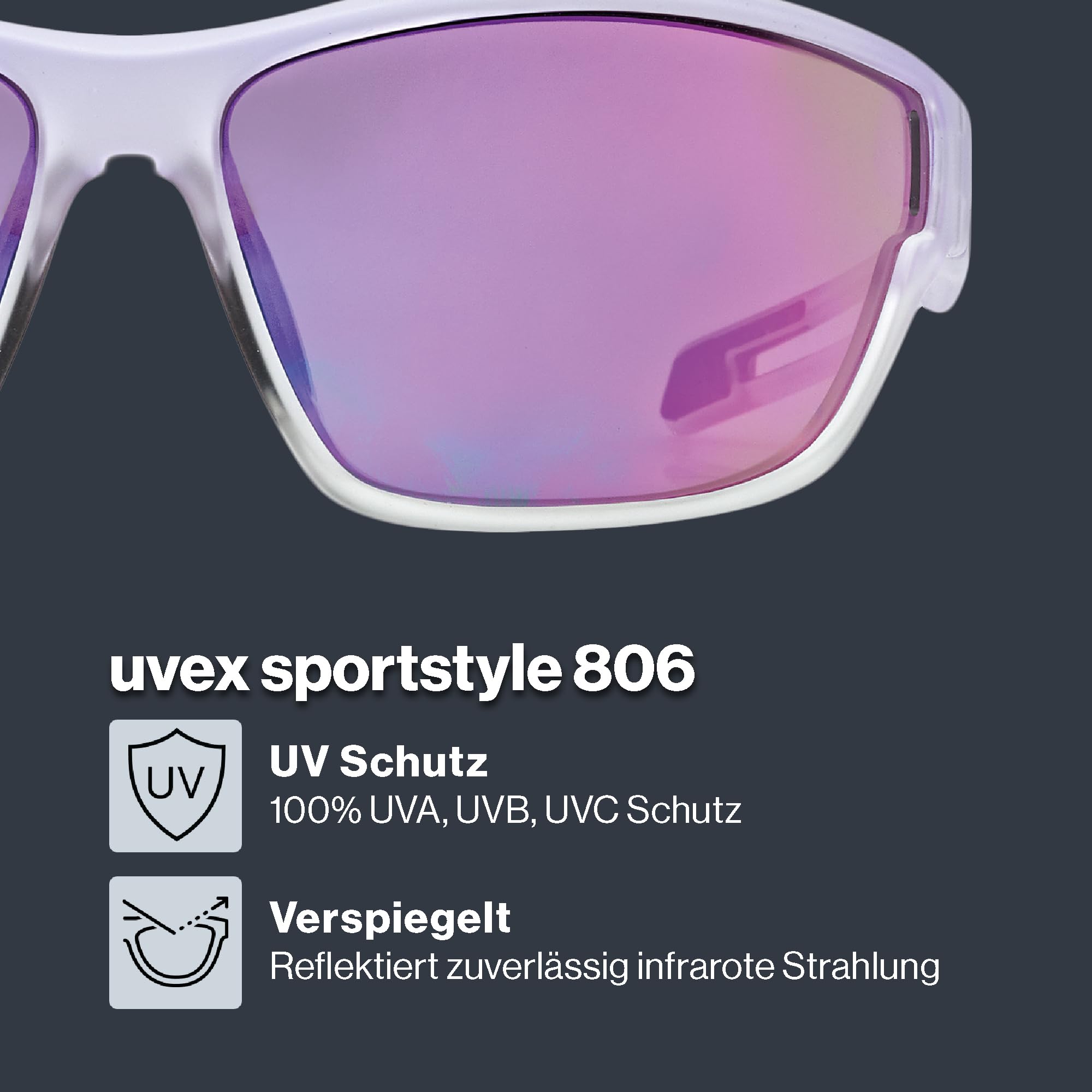 uvex sportstyle 806 - Sportbrille für Damen und Herren - starker Schutz vor Sonnenstrahlung - 100% UVA-, B, C Schutz