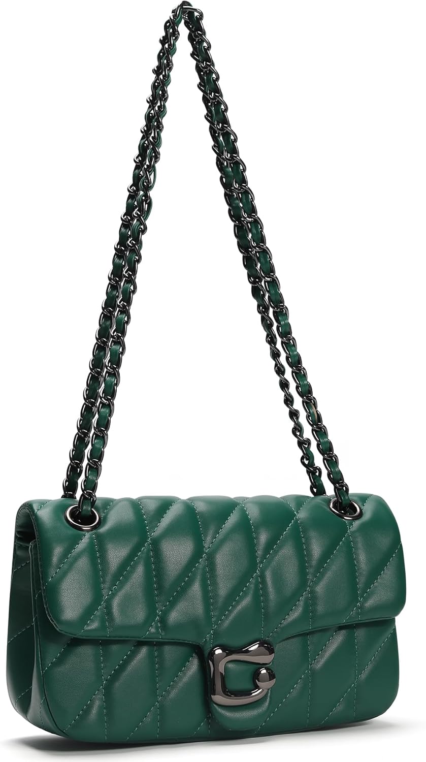 Quilted Crossbody Purse for Women Trendy - Ladies Shoulder Bag Leather Handbag Designer Evening Clutch with Chain Strap - Image 7