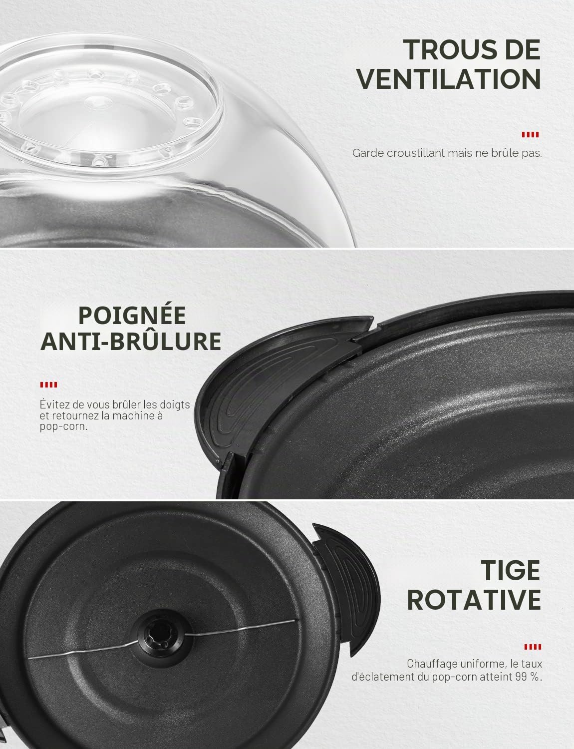Yabano Machine à Popcorn, Électrique Machine à Pop Corn avec Plateau de Cuisson Détachable, Revêtement Antiadhésif, Bol de 5l Couvercle 2-en-1, Noir