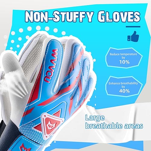 Miniatura 7 de Guantes de portero para niños y jóvenes, guantes de portero de fútbol con doble protección, guantes de fútbol antideslizantes, súper agarre
