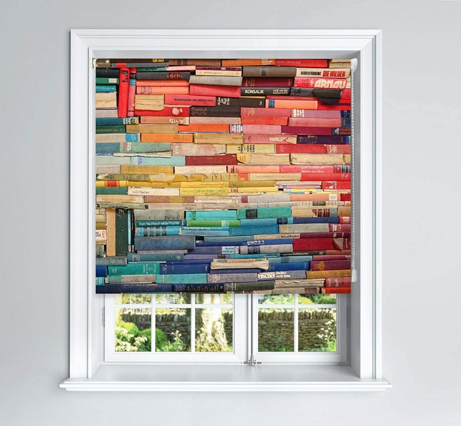 Lister Cartwright Books Design Blackout Roller Blinds Windows Child Safety Cut To Size Fitting Included Beautiful Design Made to Measure, 150 x 140 cm