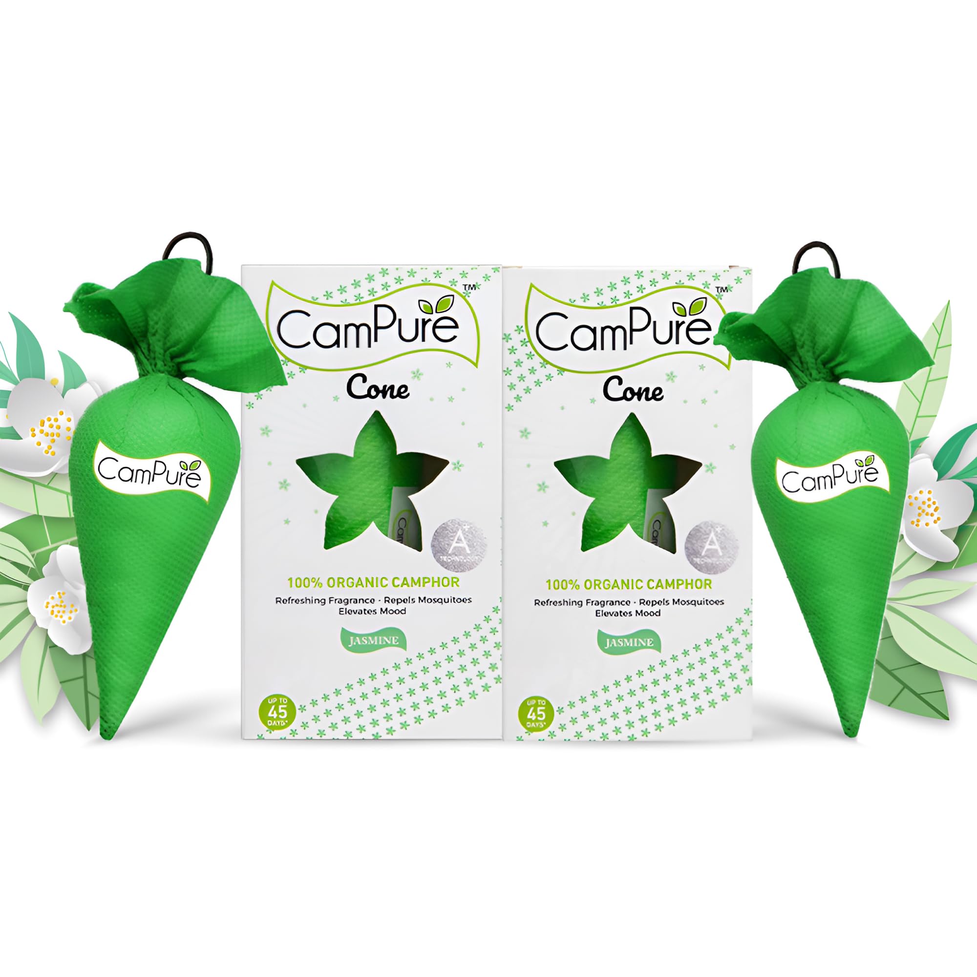 Mangalam CamPure Camphor Cone (Jasmine) - Room, Car and Air Freshener 