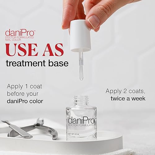 Miniatura 4 de daniPro Esmalte de uñas transparente formulado por médicos, 0.5 onzas, esmalte de uñas con ácido undecilénico, vitaminas y biotina, capa base de