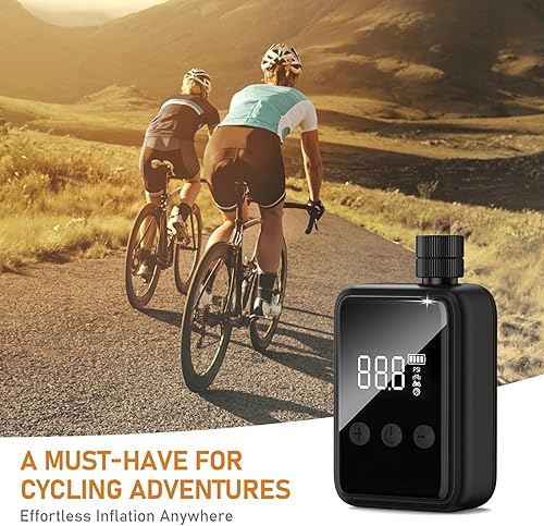 Miniatura 8 de Tiiletzote Bomba de bicicleta compresor de aire portátil, bomba de neumático de bicicleta de 130 PSI con manómetro, bomba de inflado de bicicleta