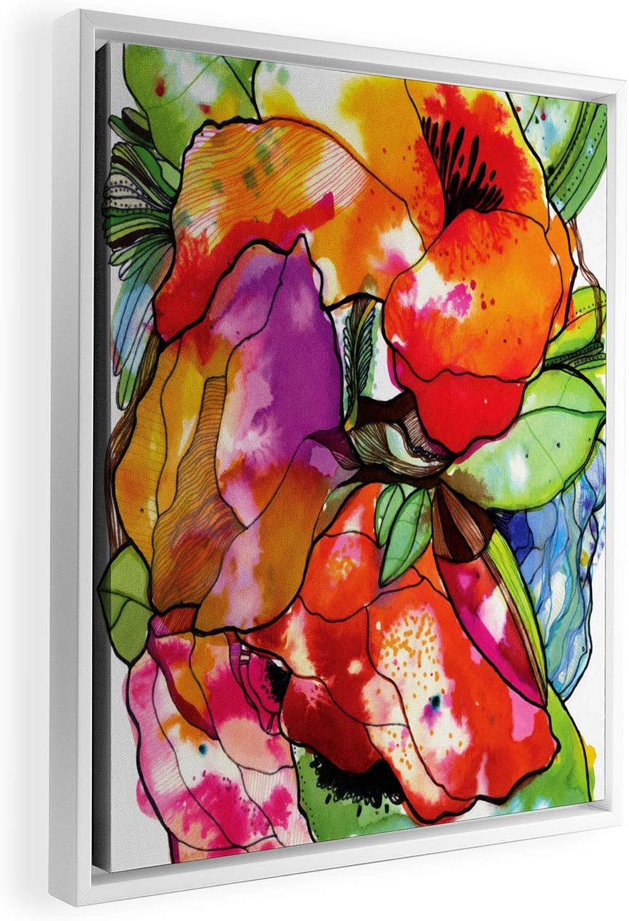 Deny Designs Cayenablanca Big 2 White Framed Art Canvas, 24" x 30", Green