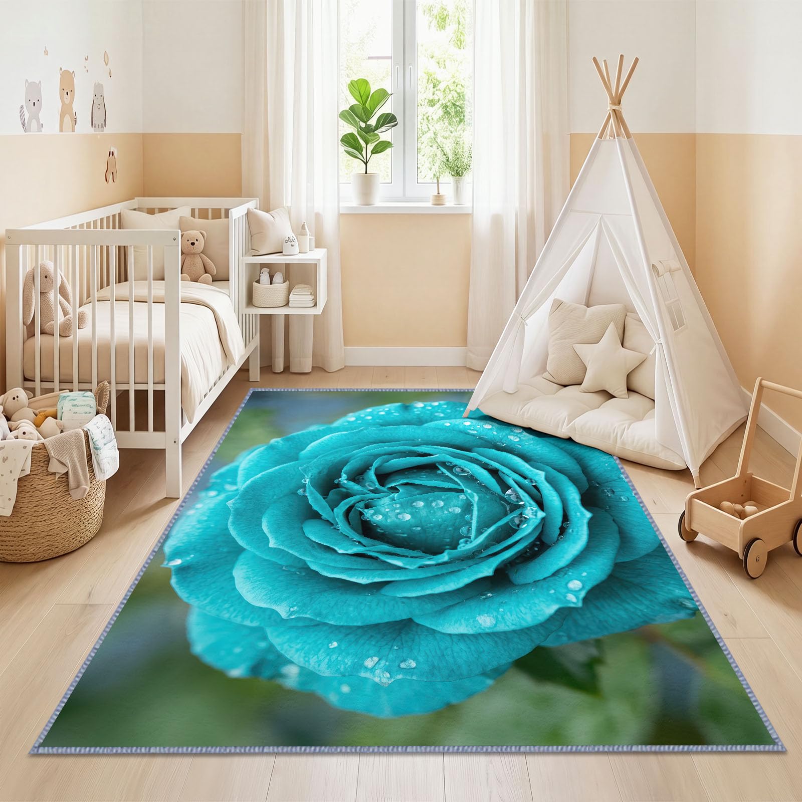 Générique Campagne Floral Rose Tapis Salon 80 x 150 cm Lavable en Machine