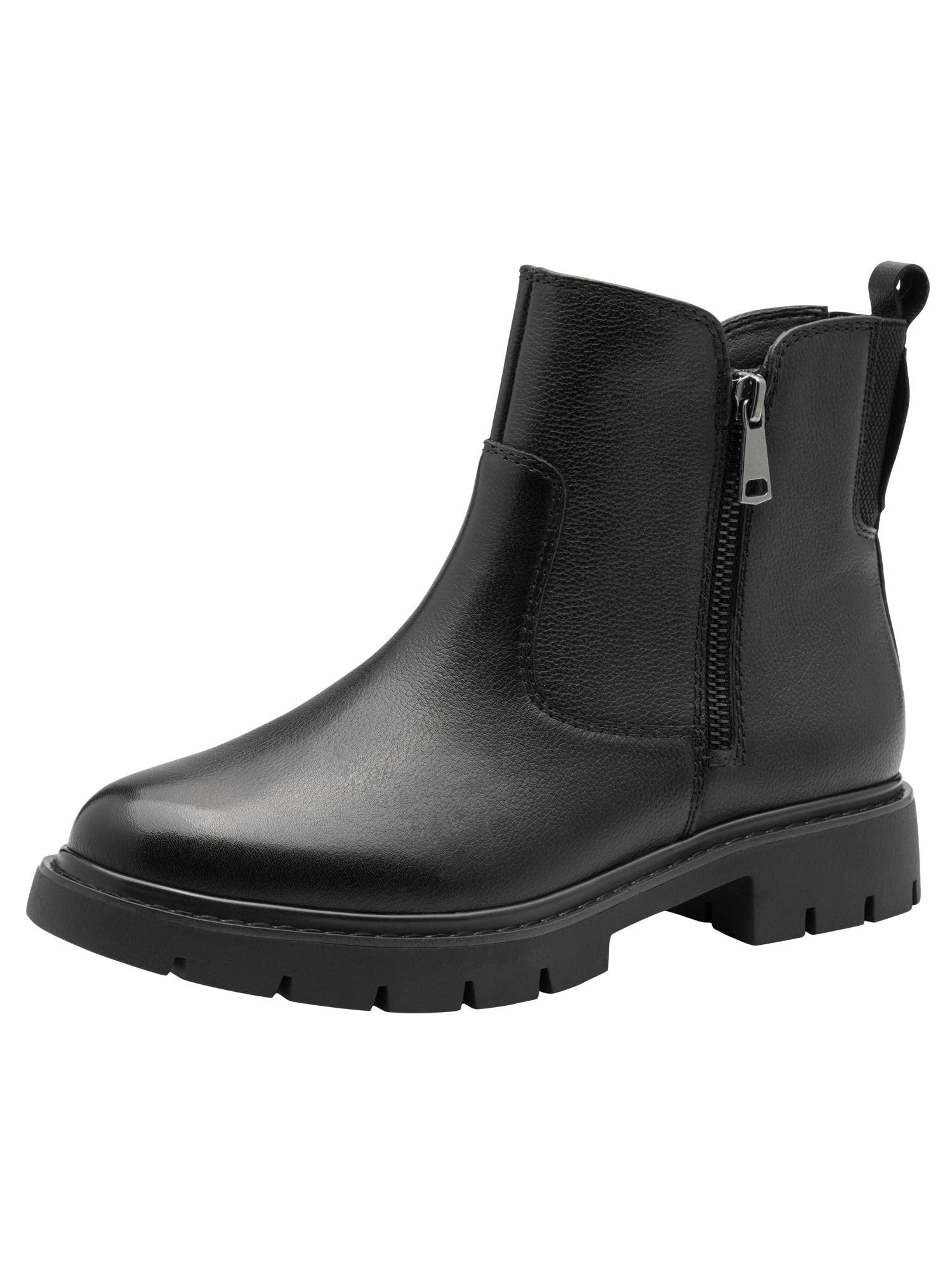 Tamaris Comfort Women’s Leather Ankle Boots with Zip, Black, 3,5 UK