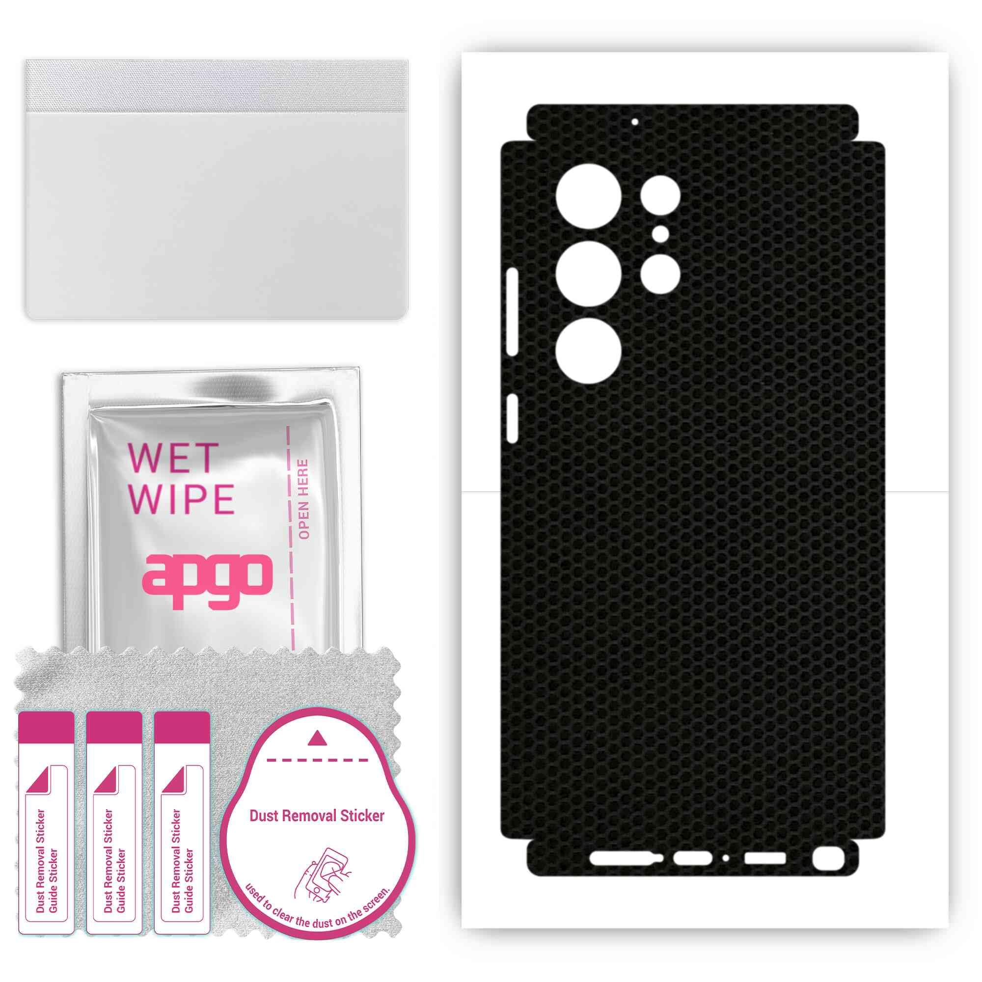 apgo skin sticker film foil vinyl for the BACK+SIDES for Samsung Galaxy S23 Ultra Matrix, Full Wrap Skin