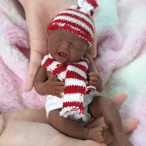 Miniatura 8 de Muñeca Reborn de silicona de 7 pulgadas, muñeca de bebé recién nacida realista, de silicona, cuerpo completo, alivio del estrés, hecha a mano