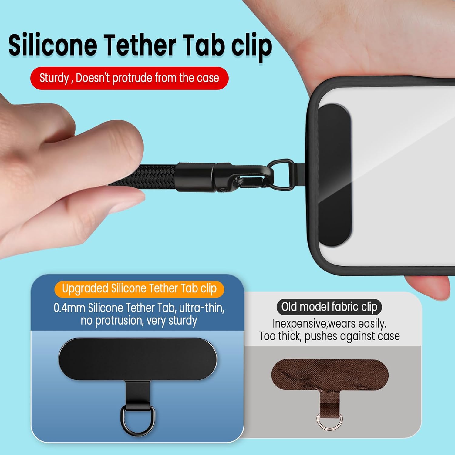 Phone Wrist Strap Lanyard Hand Universal Adjustable Phone Finger Grip Wristlet with 3 Patches Tether Anti Theft for iPhone 16 Pro Max 15 14 Charms for Keychain USB Flash Drive Wallet ID Name Tag Black - Image 3