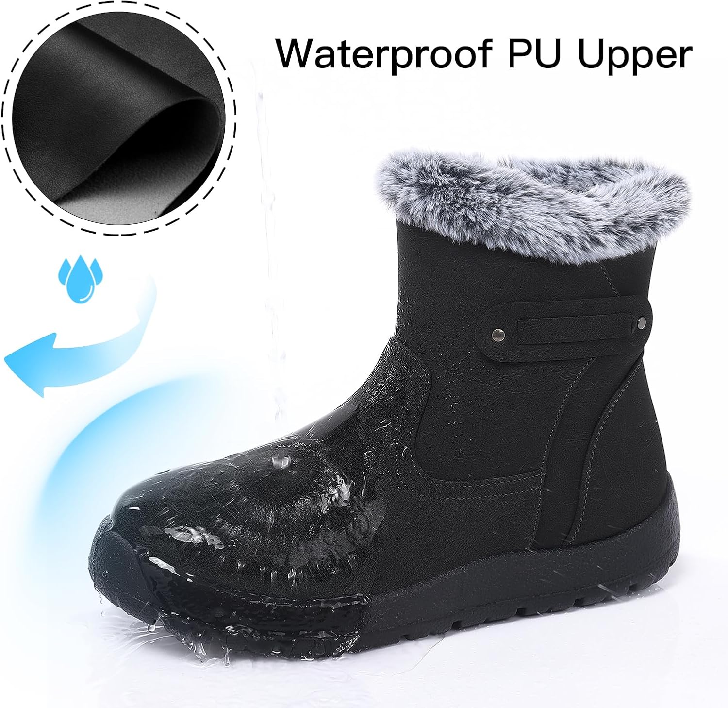SHIBEVER Women's Snow Boots Winter Fur Lined Waterproof Anti-Slip Booties Women Ankle Snow Boots - Image 5