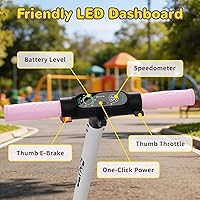 Vista 5 de SIMATE Electric Scooter for Kids 6-14, e Kick Scooter with LED Display and Colorful Lights, Adjustable Height and Foldable, Double Brake, Gifts for