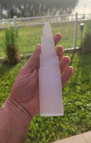 Miniatura 2 de Pachamama Essentials Torre grande de selenita de 8 pulgadas de alto, rascacielos, piedra de cristal curativo, meditación Reiki, protección de energía
