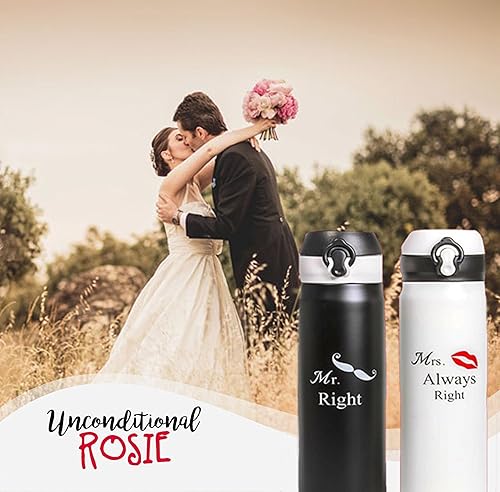 Miniatura 5 de Wedding by Unconditional Rosie - Juego de 2 frascos de acero inoxidable a juego. Este juego térmico viene en una caja de regalo. Regalos divertidos,