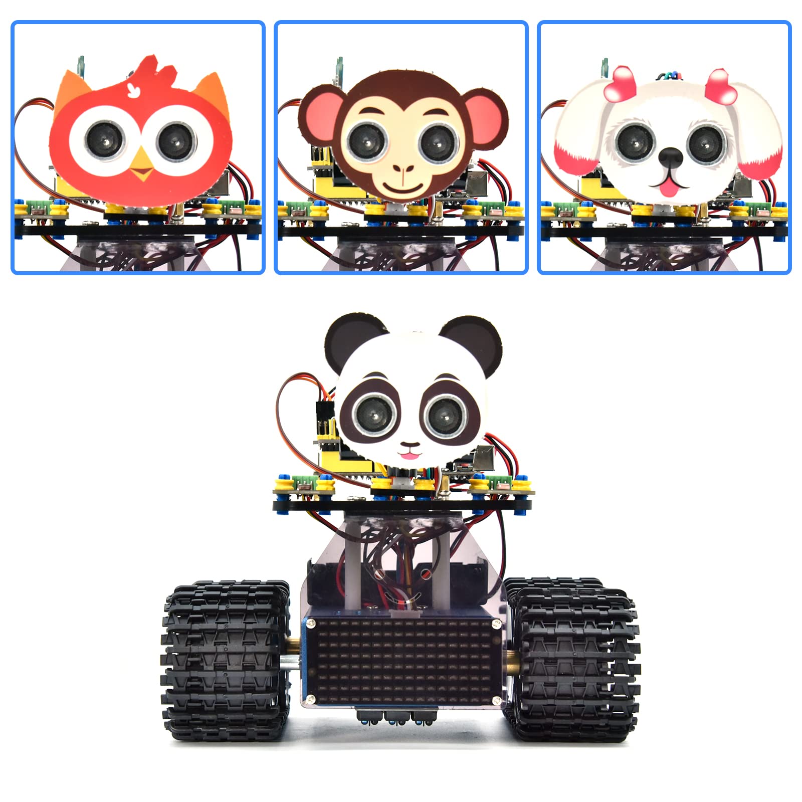 KEYESTUDIO Kit serbatoio robot intelligente per Arduino IDE, kit di costruzione elettronica con UNO R3, sensore a ultrasuoni, ecc. Robot di programmazione fai-da-te STEM educativo per 14+ adolescenti