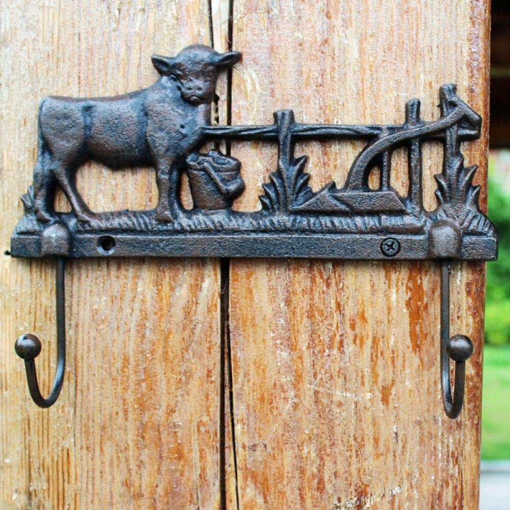 Crochet porte-manteau mural vache en fonte : fixez vos vêtements lourds