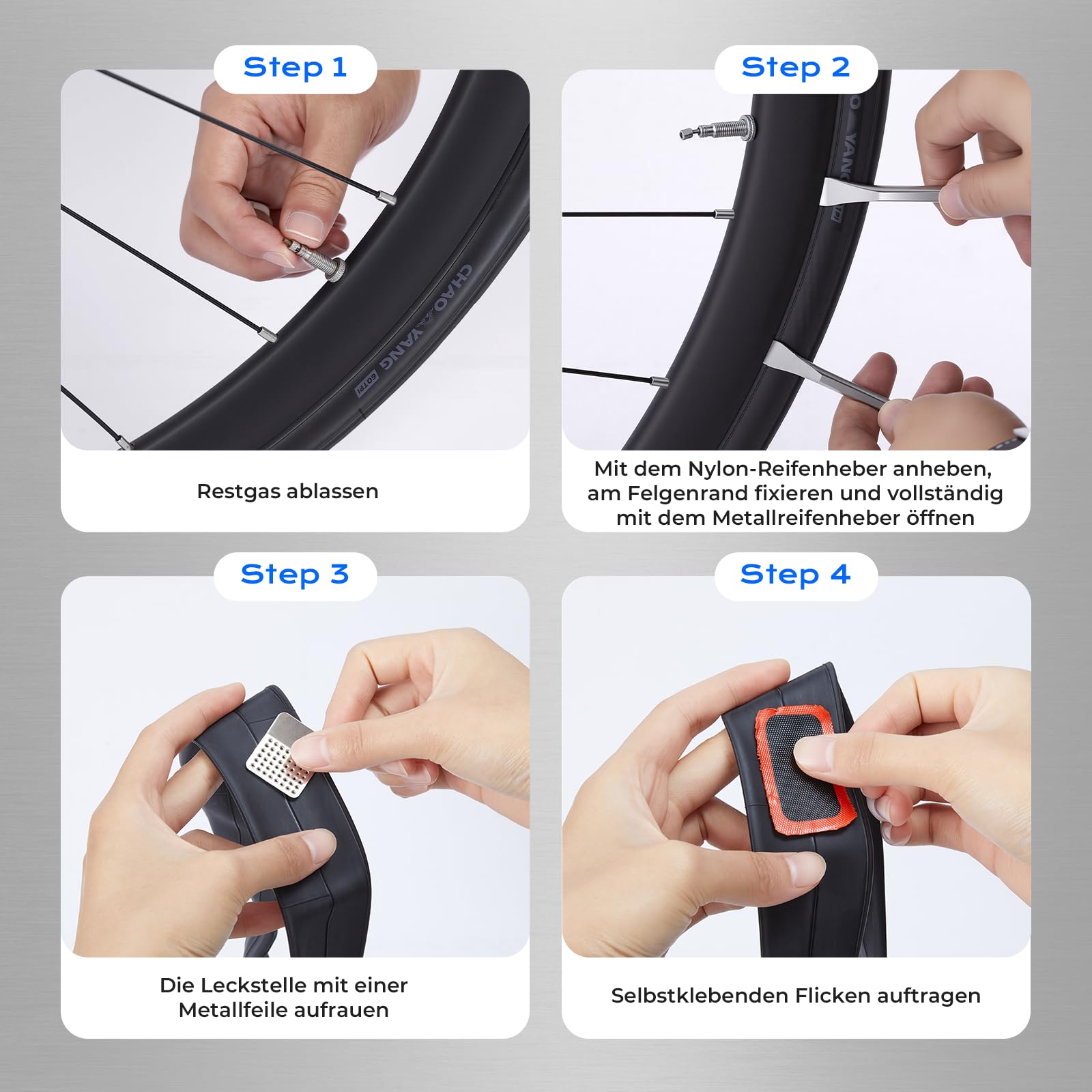 Fahrrad Reparaturset | Fahrrad Zubehör | Fahrrad Multitool 16-in-1 | Fahrrad Flickzeug Set für unterwegs | Faltbares Fahrrad Reparaturset aus Stahl | Kompakt & Leicht | Schwarz