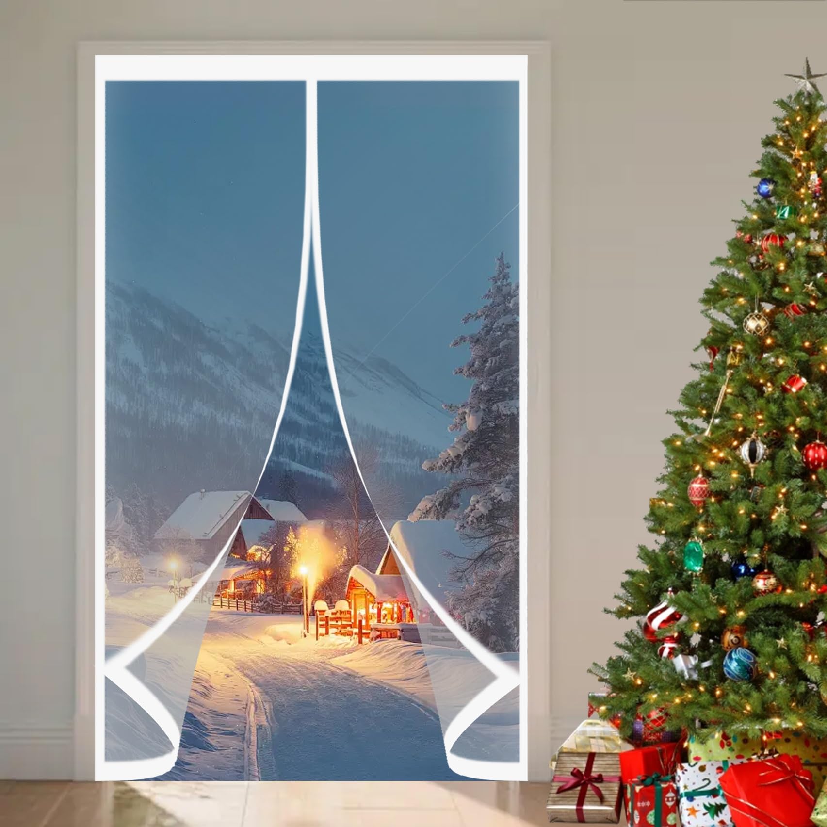 Rideau thermique isolant 164x195 cm avec fermeture magnétique pour porte